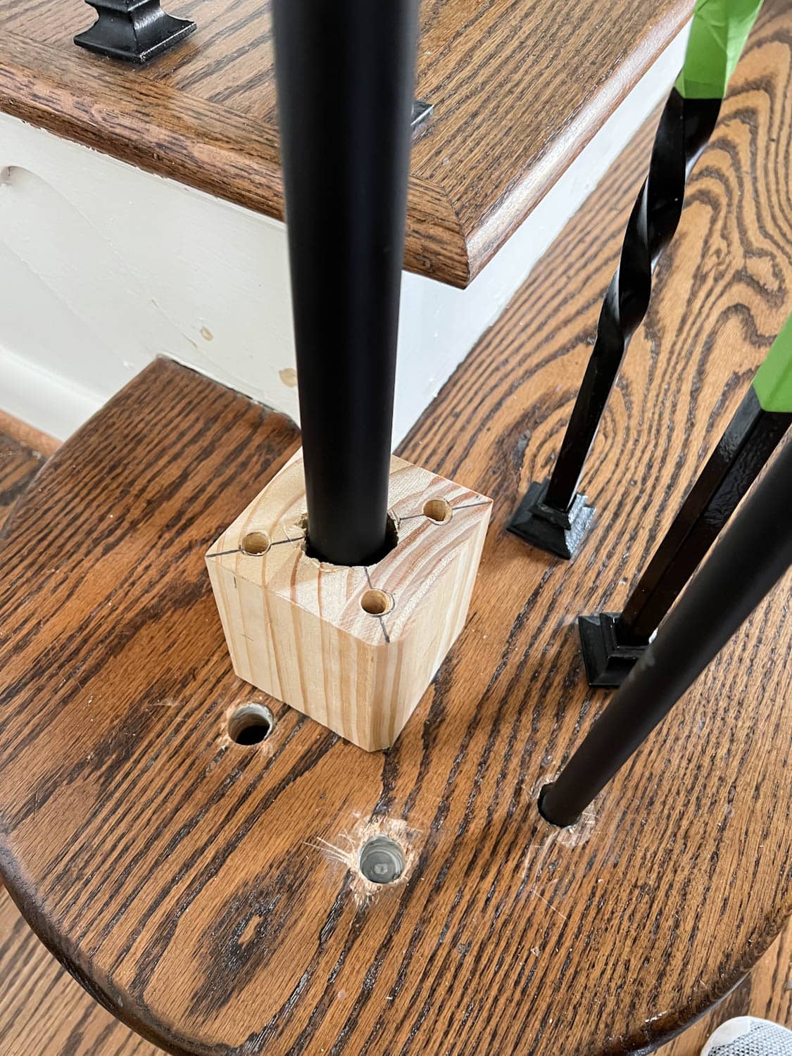 replacing a new post on a wood block mount