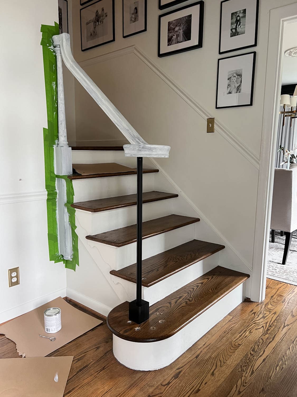 priming a stair railing with bonding primer