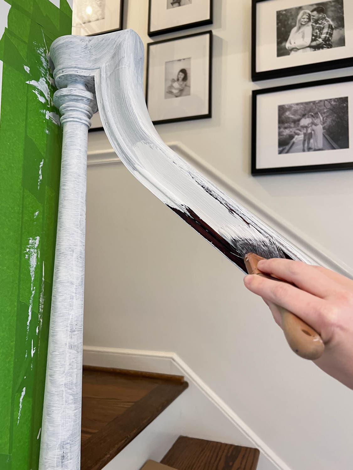 priming a stair railing with bonding primer