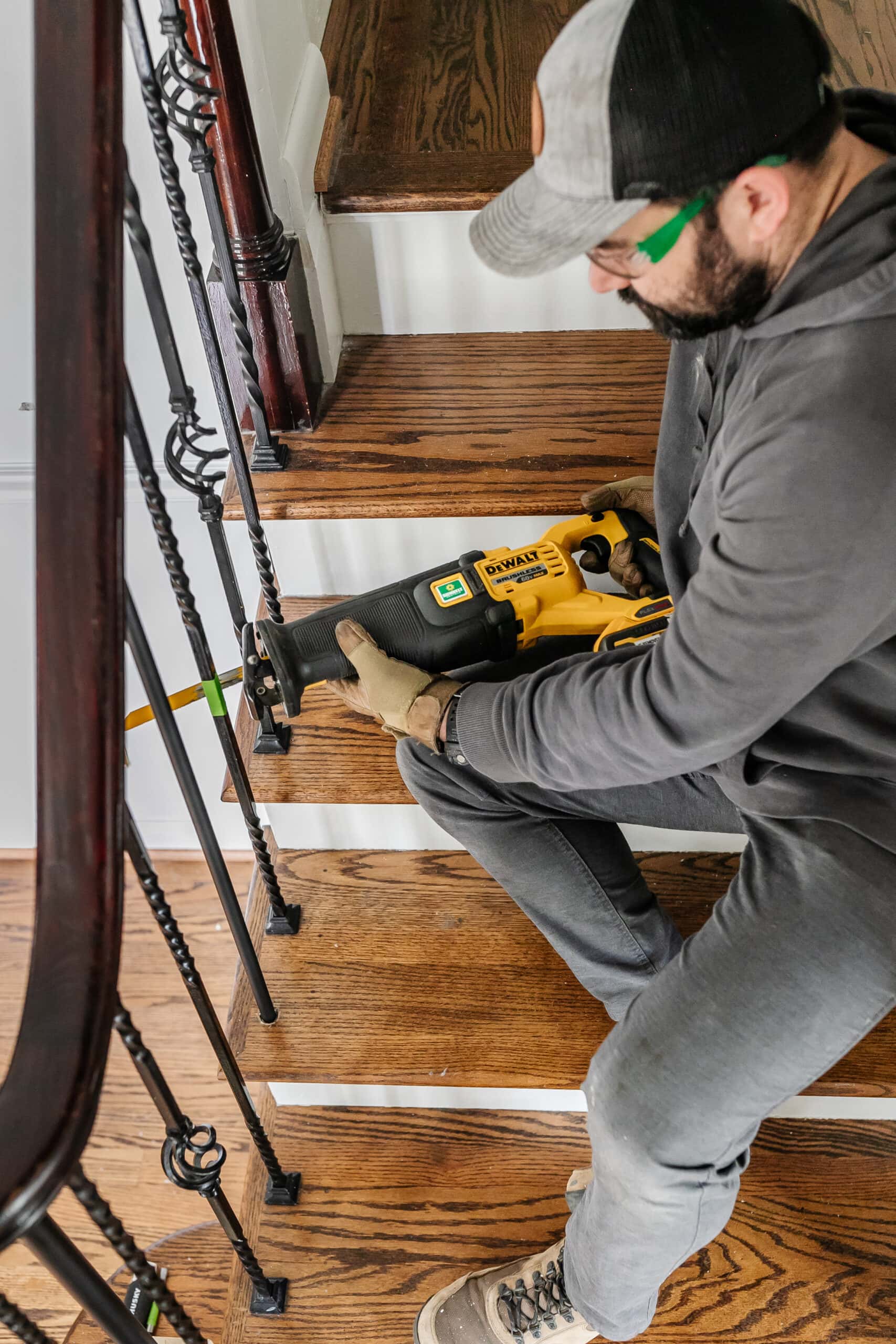 cutting wrought iron stair spindles with a reciprocating saw