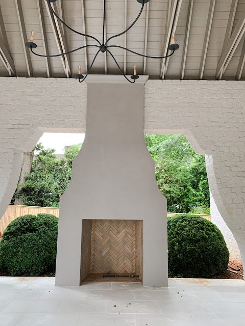 covered porch fireplace