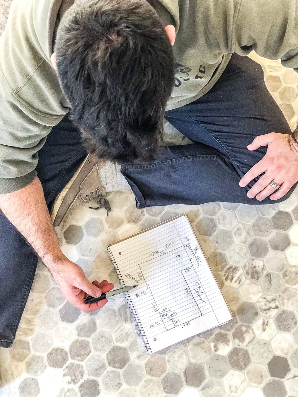 Draw a diagram to create your template of flooring