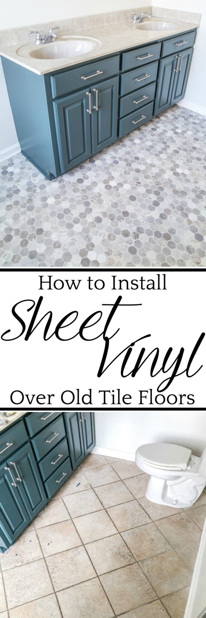 All of the supplies and steps you need for installing sheet vinyl flooring over old tile yourself for a temporary fix.