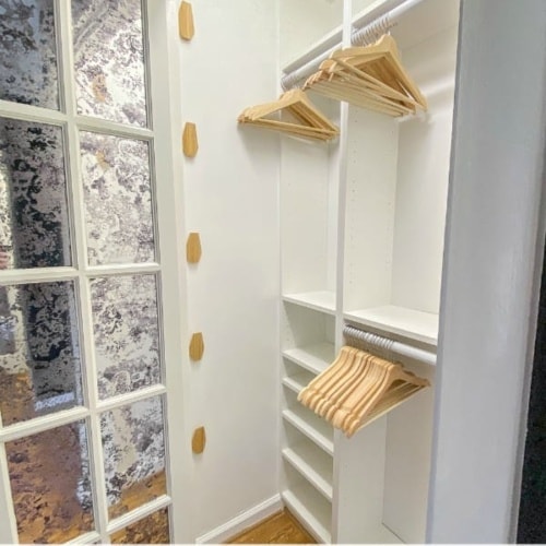 IKEA Closets Using Billy Bookcases | A step-by-step tutorial and budget breakdown for using IKEA Billy bookcases to customize his & her closets in a master bedroom. 