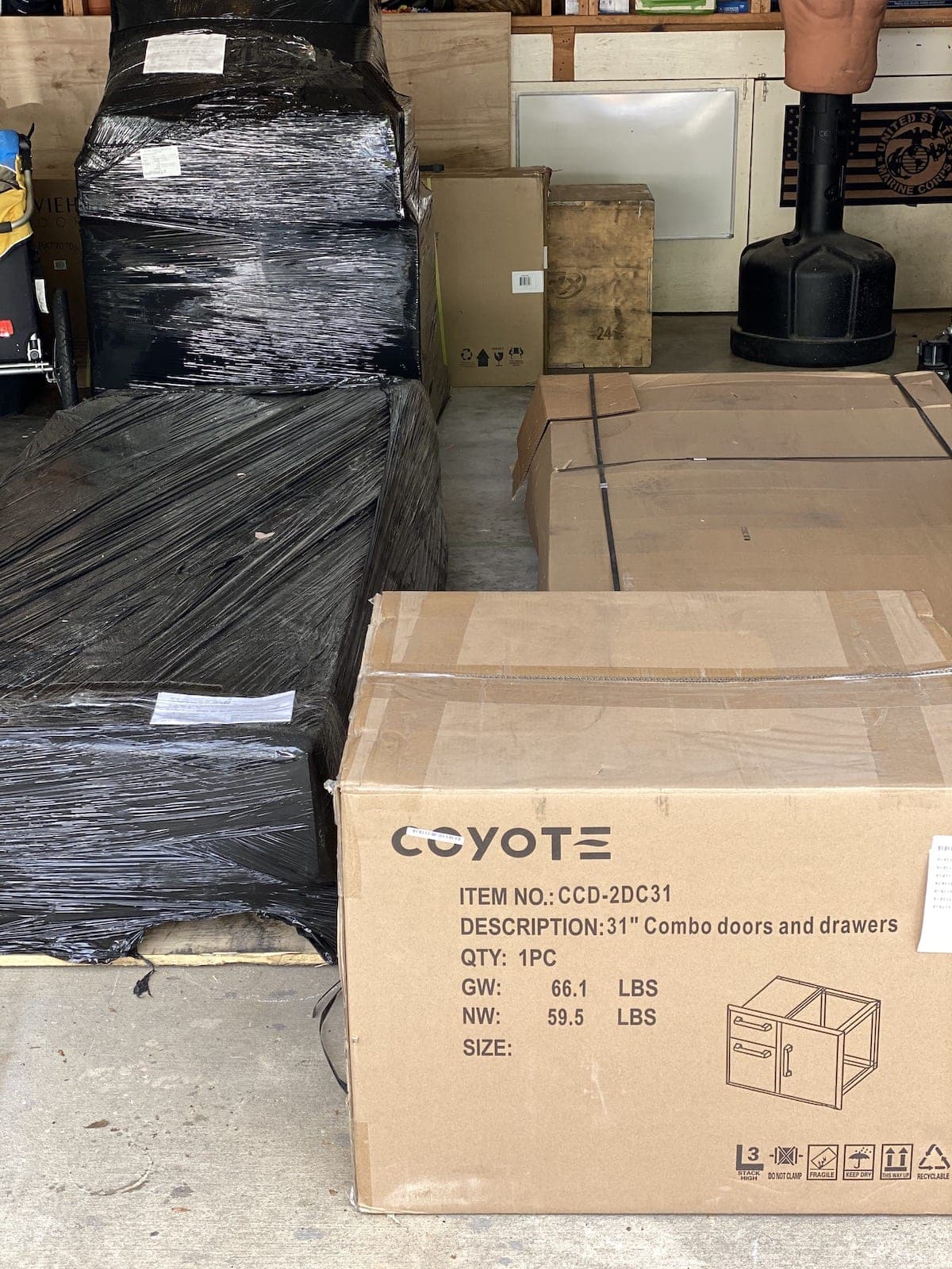 delivered diy outdoor kitchen kit in boxes