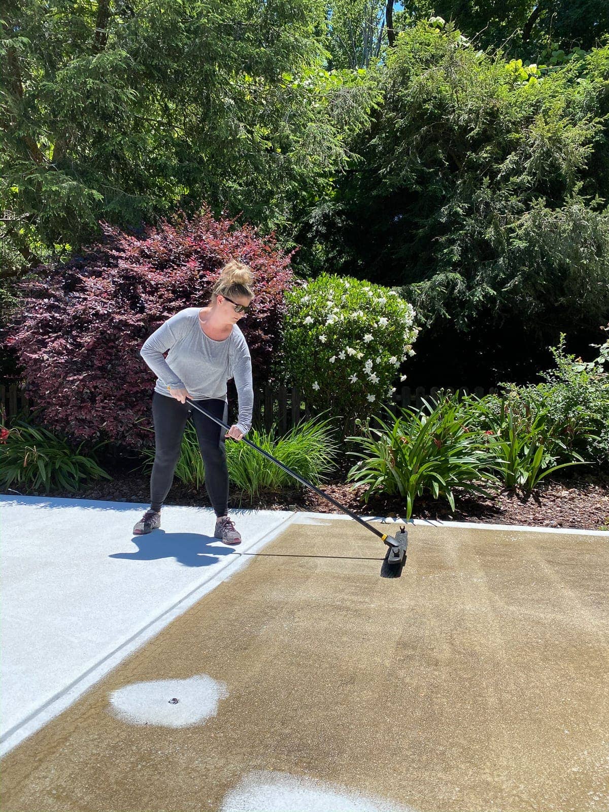 scrubbing concrete before painting