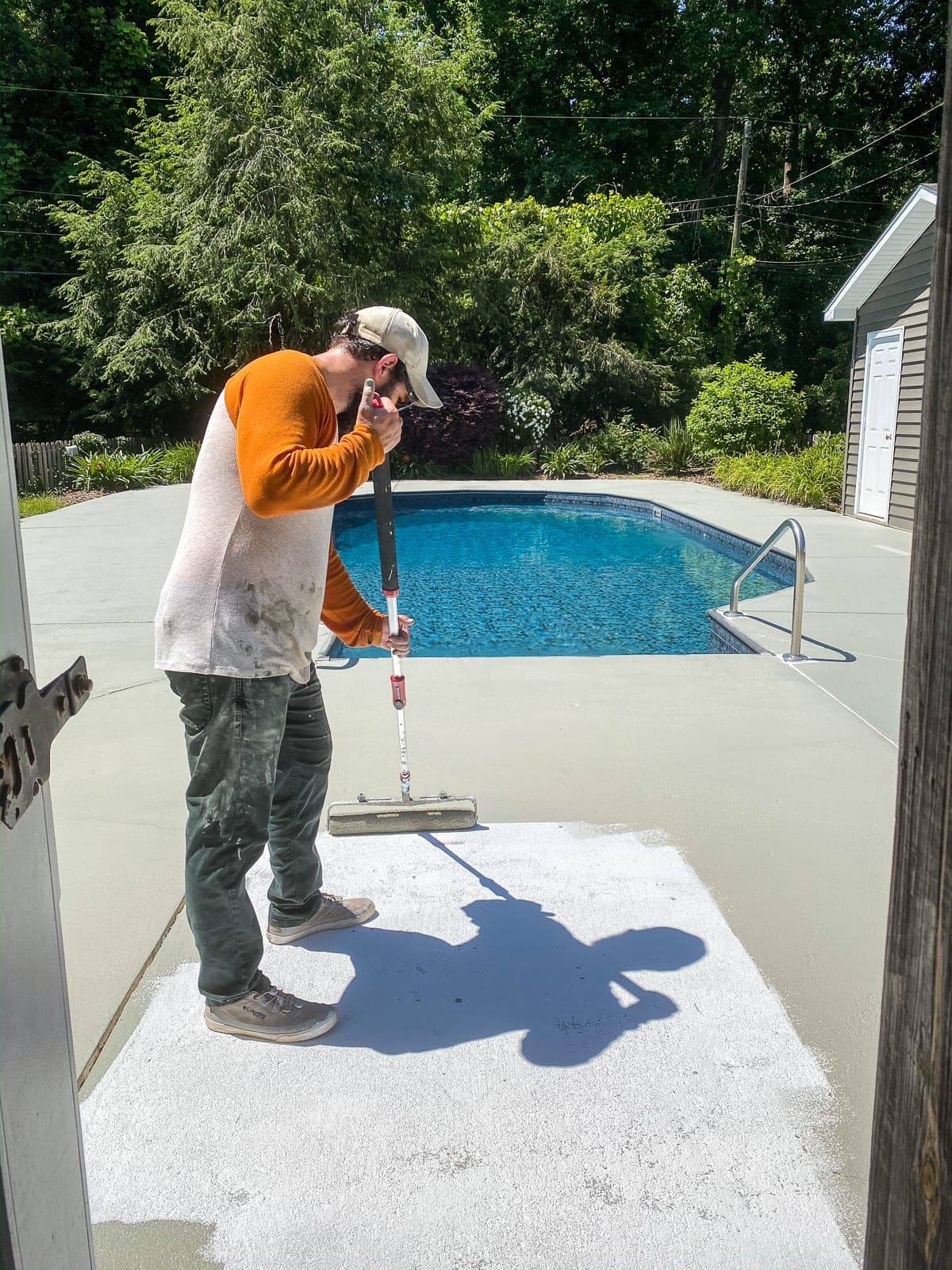 DIY Painted Concrete Pool Deck and Patio