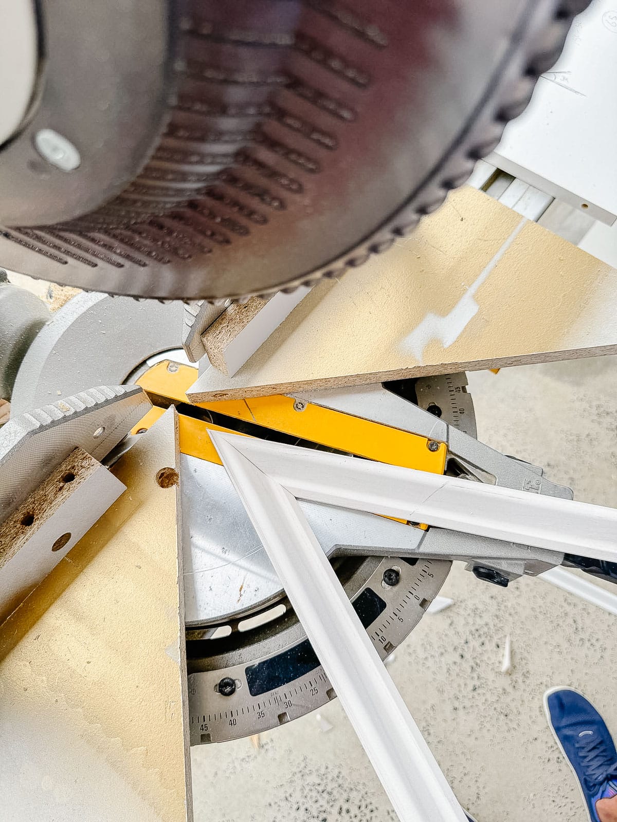 cutting angled molding on a miter saw