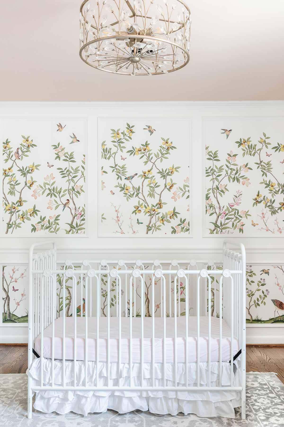 chinoiserie wallpaper in a nursery